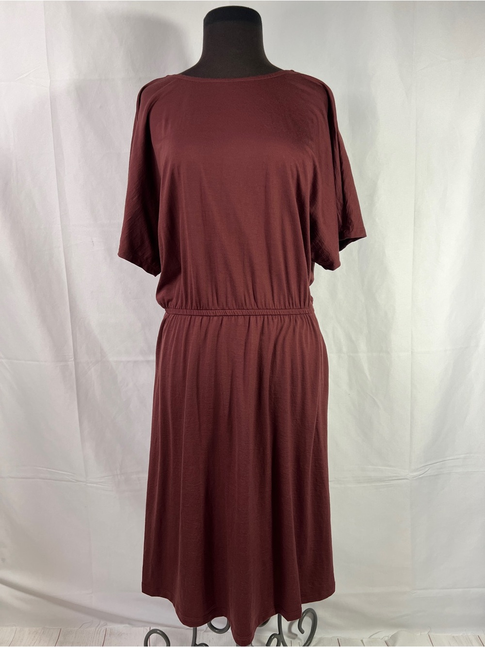 Wool& Brooklyn Reversible Dress - Large LONG - merino wool Redwood short sleeve - Picture 2 of 12